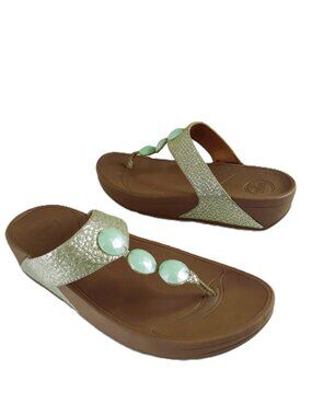 Fitflop Boho Halo Bead Circle Metallic Toe-Post Sandals 10M